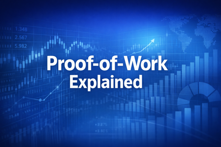 Professional finance illustration representing Proof-of-Work Explained: Nakamoto Consensus & the 51% Attack