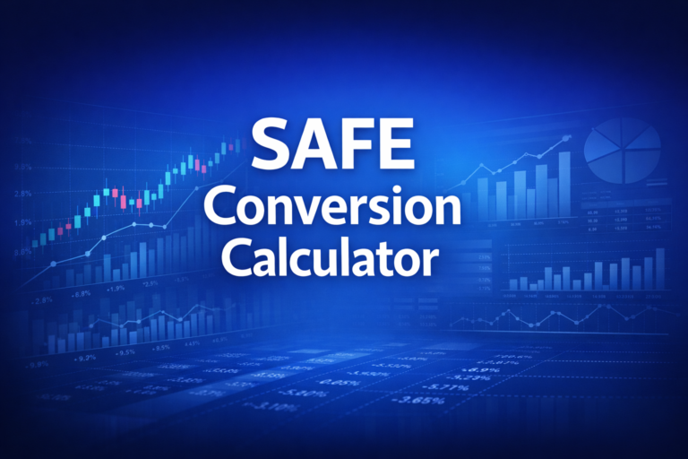 Professional finance illustration representing SAFE Conversion Calculator: Cap vs Discount