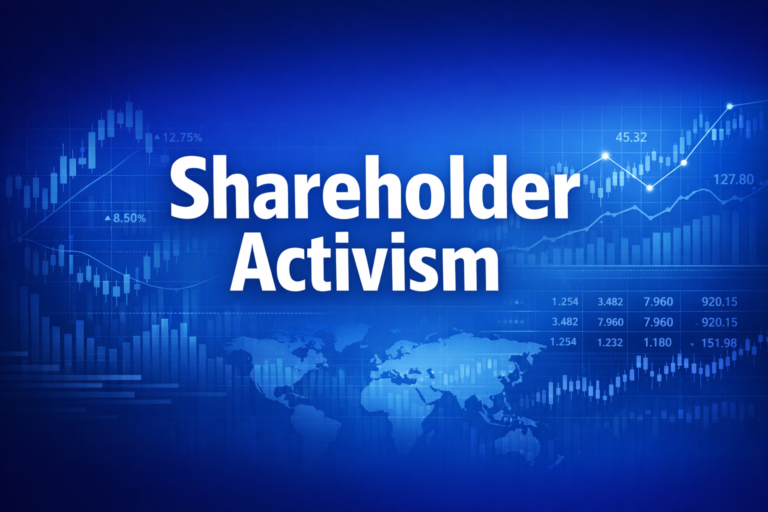 Professional finance illustration representing Shareholder Activism: Strategies, Proxy Fights, and Investment Returns