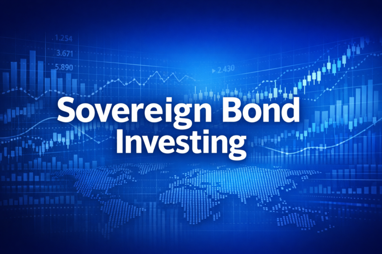 Professional finance illustration representing Sovereign Bond Investing: Bunds, Gilts, JGBs & Global Government Debt