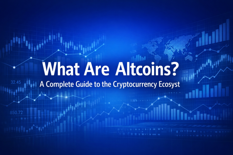 Professional finance illustration representing What Are Altcoins? A Complete Guide to the Cryptocurrency Ecosystem