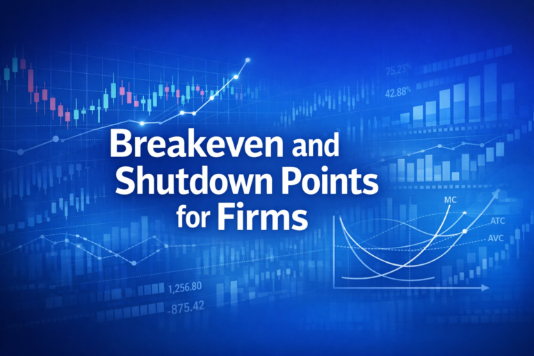 Professional finance illustration representing Breakeven and Shutdown Points for Firms