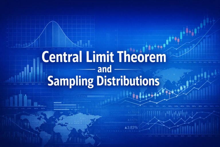 Professional finance illustration representing Central Limit Theorem and Sampling Distributions