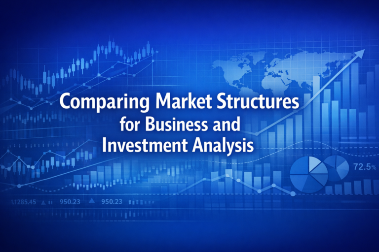 Professional finance illustration representing Comparing Market Structures for Business and Investment Analysis