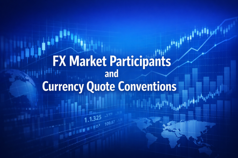Professional finance illustration representing FX Market Participants and Currency Quote Conventions