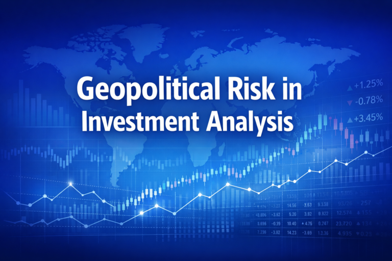 Professional finance illustration representing Geopolitical Risk in Investment Analysis