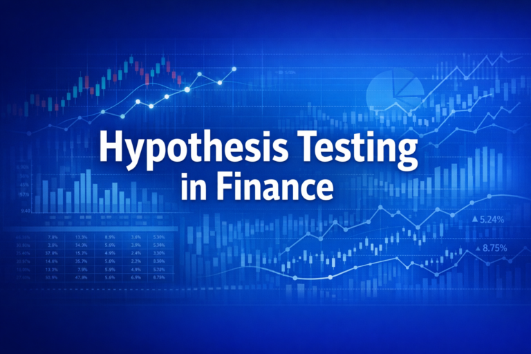 Professional finance illustration representing Hypothesis Testing in Finance: z-Tests, t-Tests, and p-Values