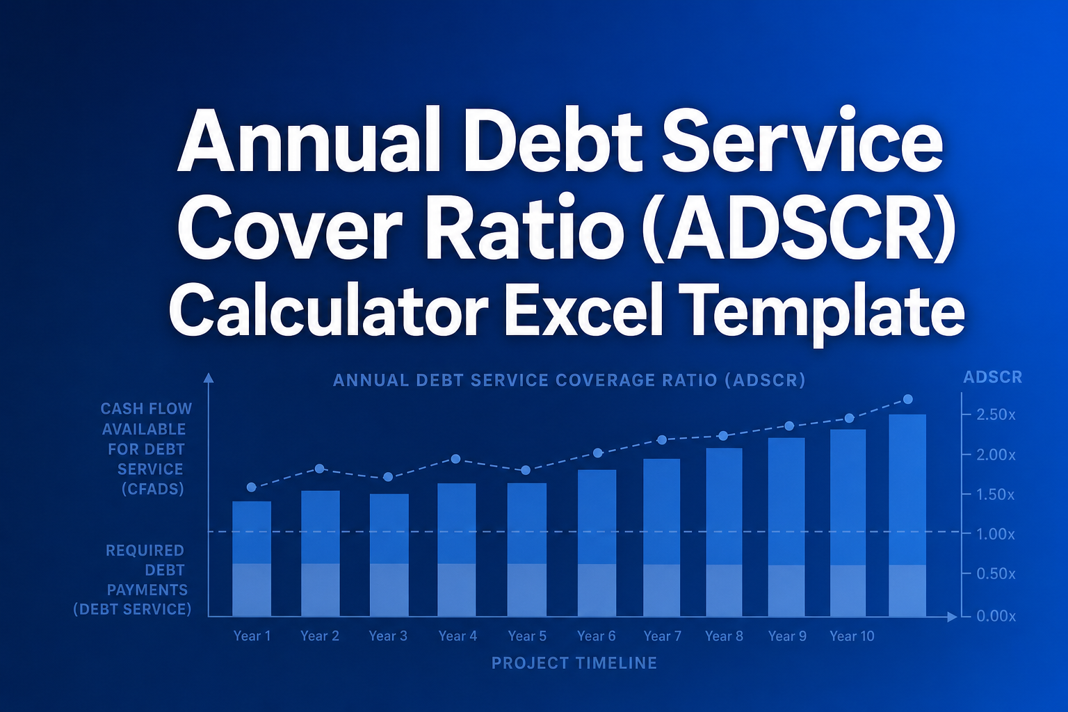 Professional finance illustration representing Annual Debt Service Cover Ratio (ADSCR) Calculator Excel Template