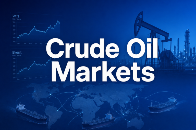 Professional finance illustration representing Crude Oil Markets: WTI, Brent & Global Benchmarks