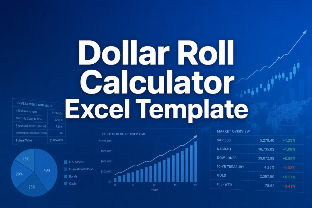Professional finance illustration representing Dollar Roll Calculator Excel Template