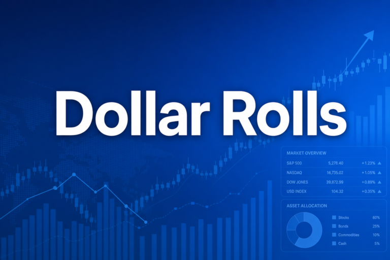 Professional finance illustration representing Dollar Rolls: MBS Financing, Drop Calculation & Break-Even Analysis