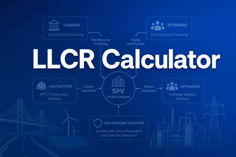 Professional finance illustration representing LLCR Calculator: Loan Life Cover Ratio for Project Finance