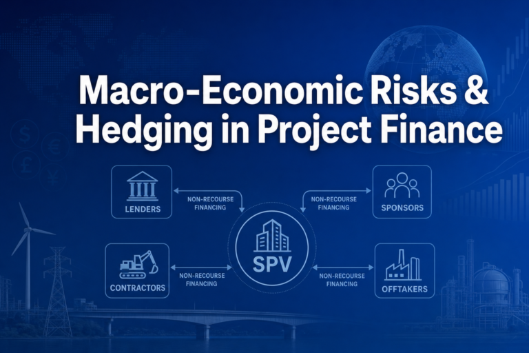 Professional finance illustration representing Macro-Economic Risks & Hedging in Project Finance