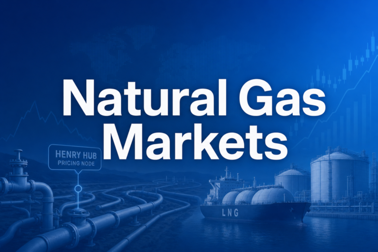 Professional finance illustration representing Natural Gas Markets: Henry Hub, LNG & Seasonality