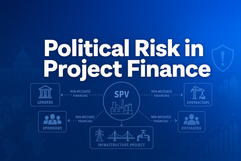 Professional finance illustration representing Political Risk in Project Finance: Types, Mitigation, and Insurance