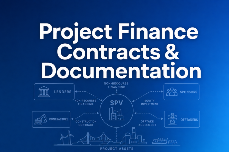 Professional finance illustration representing Project Finance Contracts & Documentation: The Complete Guide