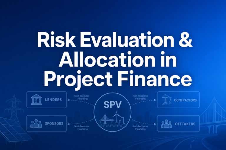 Professional finance illustration representing Risk Evaluation & Allocation in Project Finance