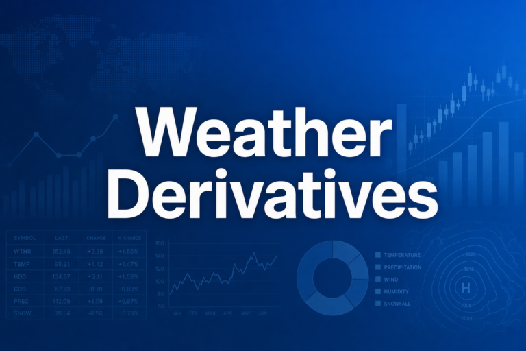Professional finance illustration representing Weather Derivatives: HDD, CDD & Temperature Risk Hedging